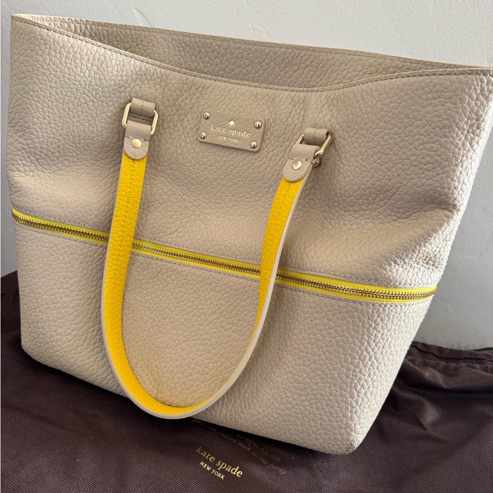 Kate Spade Cream and Yellow Tote